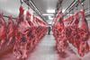 Hanging carcasses abattoir