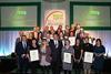 The Food Management Today Food Industry Award winners with host and rugby legend Phil Vickery MBE (centre).