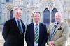 Alnwick butcher Mark Turnbull, centre, newly appointed chairman of the national Butchers Q Guild, is congratulated by outgoing chairman Brindon Addy, joined by new national vice-chairman David Lishman.