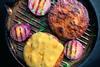 Vegan burger on grill