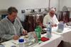 Judges Keith Fisher, BPEX (left) and food industry consultant, Andrew Garvey getting down to work.
