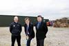 MP Julian Smith prepares to turn the soil at the limits of Northern Paper Board’s new expansion project. He is joined by the company’s managing director John Curran, right, and Sutcliffe Construction’s James Sutcliffe.