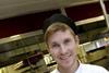Last year's winner, Sean Nolan from Hertford College, with his winning dish.