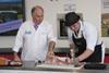 Douglas Scott, chief executive of the Scottish Federation of Meat Traders Associations joined Jamie Syme of Alex Mitchell Butchers in Glenrothes who prepared a loin of Specially Selected Pork during the Saturday butchery demonstration.