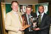 The Butchers Q Guild’s 2016 BBQ Competition overall supreme champion Drew McKenzie, centre, of Robert Alexander Butchers in Port Glasgow, pictured with Q Guild national chairman Mark Turnbull, right, and national vice-chairman David Lishman.