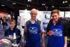 Top Glasgow butcher Alex Christie (centre) pictured making Scotch Beef burger with Cumbernauld High School pupils Ross Henderson and Andrew Barr.