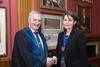 Jim Dobson OBE pictured with the Worshipful Company of Butchers master Patricia Dart.