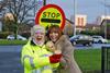 Glasgow lollipop lady, Dorothy Gaffney, was surprised with a tasty pie by Scottish celebrity Carol Smillie to launch a new campaign celebrating pies.