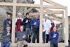 Builders and other local contractors grab a pie break, as the new extension at J Brindon Addy Butchers take shape. Brindon Addy is pictured third from left, with main contractor Iain Slater to Brindon’s right. The two other butchers are Adam Shaw, le…