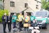 Ooh, La, La! Toasting the success of the Tour De France beer and bangers partnership are, standing from left, R&J’s Robert, Ryan and Jo Atkinson, with, front, Timothy Taylor’s intrepid cyclists Andy Whitehead, Andrew Daykin, Andy Towers and Heike Funke.