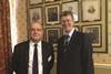 L-R: Presenter of the 22nd Temperton Report for Poultry Research, Nick Major of ForFarmers together with Vice-Chancellor of Harper Adams University, Dr David Llewellyn at The Farmers Club, London.