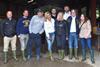 A group of Swedish journalists on a farm visit near Lampeter.