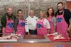 L-R: Master butcher Viv Harvey and celebrity chef Jak O’Donnell are joined by the group of European food bloggers at the Scotch Lamb Street Food Festival.