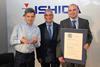 Graham Clements (centre), Managing Director, Ishida Europe, with Andrew Bridges, assembly technician (left) and Nick Price, project engineer.