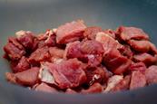 Raw meat in bowl