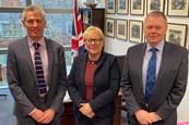 NFU Scotland Director of Policy Jonnie Hall, DEFRA Minister Angela Eagle MP & NFU Scotland President Andrew Connon