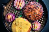 Vegan burger on grill