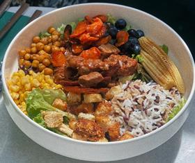 Bowl of beef and grains