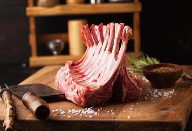 Raw rack of lamb