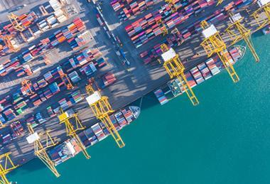 Shipping containers in port