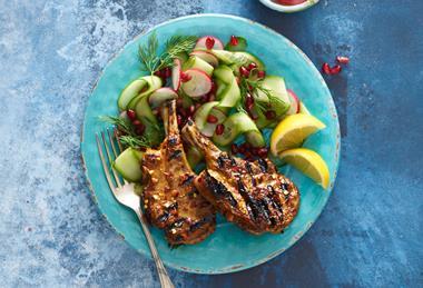 Lamb cutlets on a plate