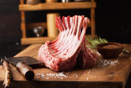 Raw rack of lamb
