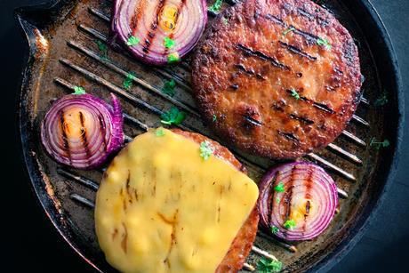 Vegan burger on grill