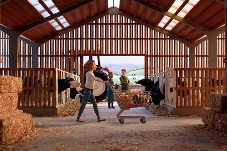 Red Tractor Advert - Shopping Trolley in Cow Shed