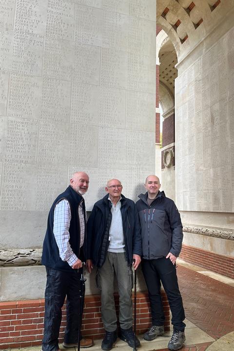 Graham, Brian and Rob Yandell at the Thiepval Memorial to the Missing
