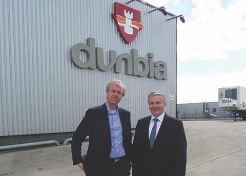 Jim Dobson (r) chief executive, Dunbia pictured with Ronnie Bosma, chief executive, Shannon Meats.