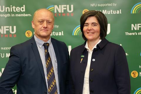 NFU Cymru president Abi Reader and deputy president Paul Williams