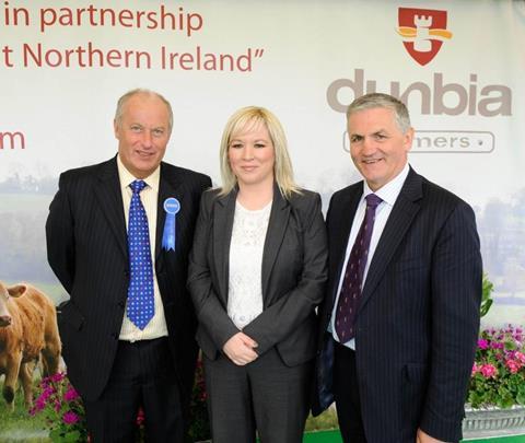 Dunbia group chief executive, Jim Dobson (r), and Dunbia executive director, Jack Dobson, pictured with DARD Minister, Michelle O'Neill MLA.