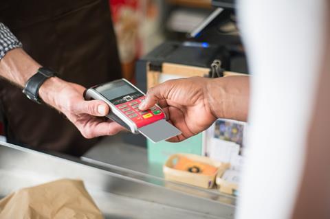 Shopper completing purchase