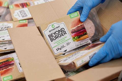 Beyond Meat Burger Patties Being Packaged
