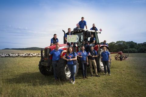 Love Lamb on tractor 