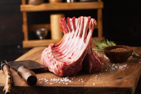 Raw rack of lamb
