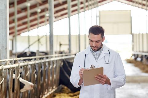 Vet with clipboard
