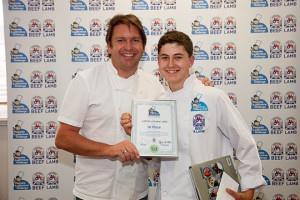 Winner Keaton Leyland-Jones and chef Jamie Martin.