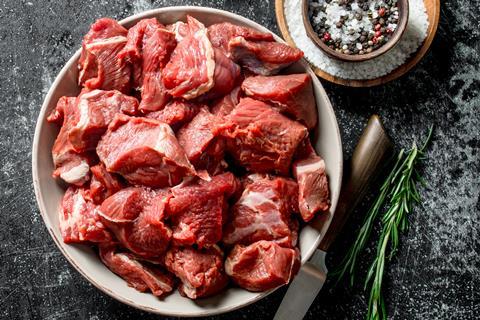 Raw diced beef