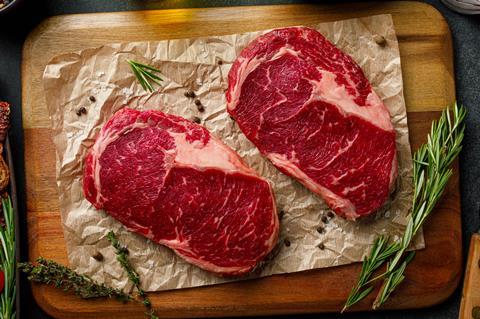Raw beef steaks