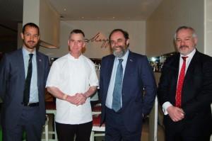 From left - Edward Hobart, HM Consul General, British Embassy, Dubai, celebrity chef Gary Rhodes, Food & Farming Minister David Heath MP and Jean-Pierre Garnier, EBLEX export manager.