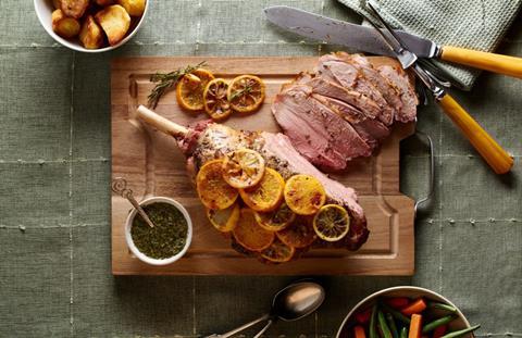 Roast leg of Welsh lamb with lemon and clementine slices 2 