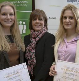Pictured L-R: Emma Fletcher, who was awarded the Moy Park scholarship two years ago with Moy Park’s Katharine Strain and this year’s scholarship candidate Emily Hughes.