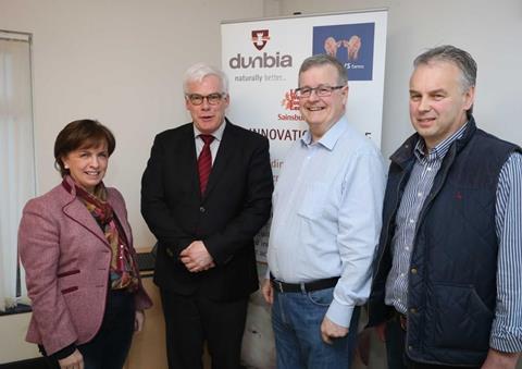 Mr Pim Van Ballekom, vice president of European Investment Bank (2nd left) is pictured with Diane Dodds MEP, Tony O’Neill, Dunbia deputy chief executive (2nd right) and producer Malcolm Keys (r).