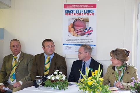 L-R: Elwyn Pugh (Asda agriculture manager at ABP), Pearce Hughes, (agriculture manager, Asda), Paul Burrows (chief executive, R.A.B.I.), Minette Batters (Ladies in Beef co-founder).