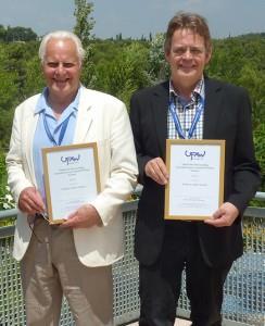 Professor John Webster (left) and Professor Peter Sandøe who each were awarded a UFAW Medal at the UFAW International Symposium in Barcelona.