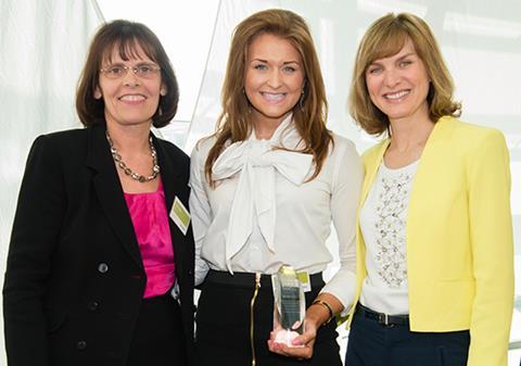 Lynne Howie (centre) with Mars representative, Julie Digby (left) and TV presenter Fiona Bruce (right).
