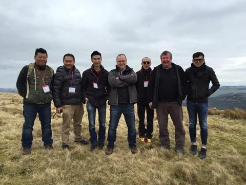Paul Brown, Randall Parker Foods, and farmer Huw Tudor with the study group.