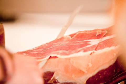 deliscious fresh parma serrano ham slices pork gourmet jamon