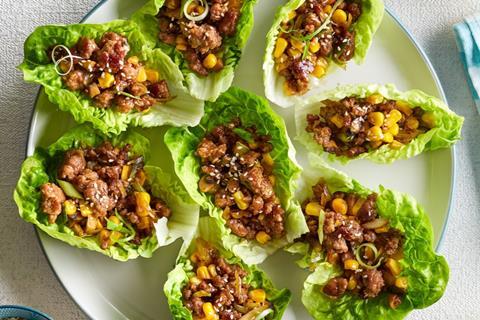 Crispy Welsh lamb lettuce cups